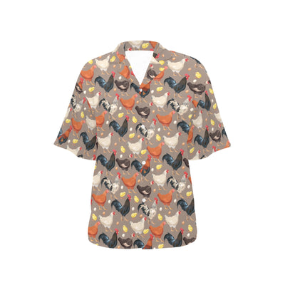 Chicken Evolution Pattern Women's Hawaiian Shirt