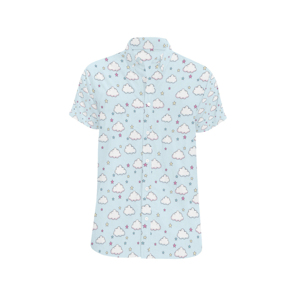 Cloud  Pattern Print Design 01 Men's Short Sleeve Button Up Shirt