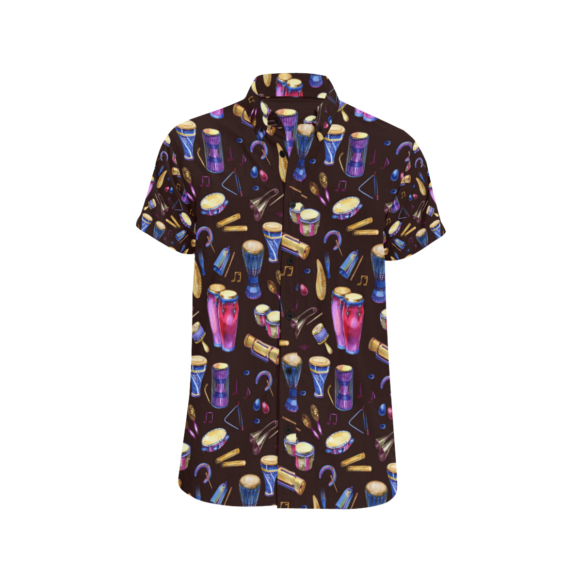 Percussion Neon Pattern Print Design 04 Men's Short Sleeve Button Up Shirt