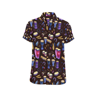 Percussion Neon Pattern Print Design 04 Men's Short Sleeve Button Up Shirt