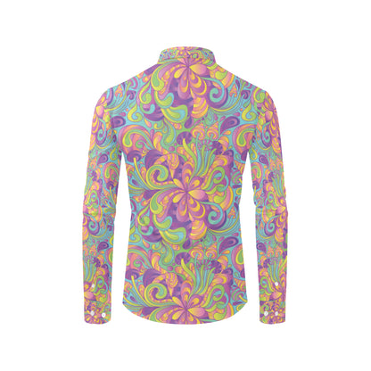 Psychedelic Mushroom Pattern Print Design A05 Men's Long Sleeve Shirt