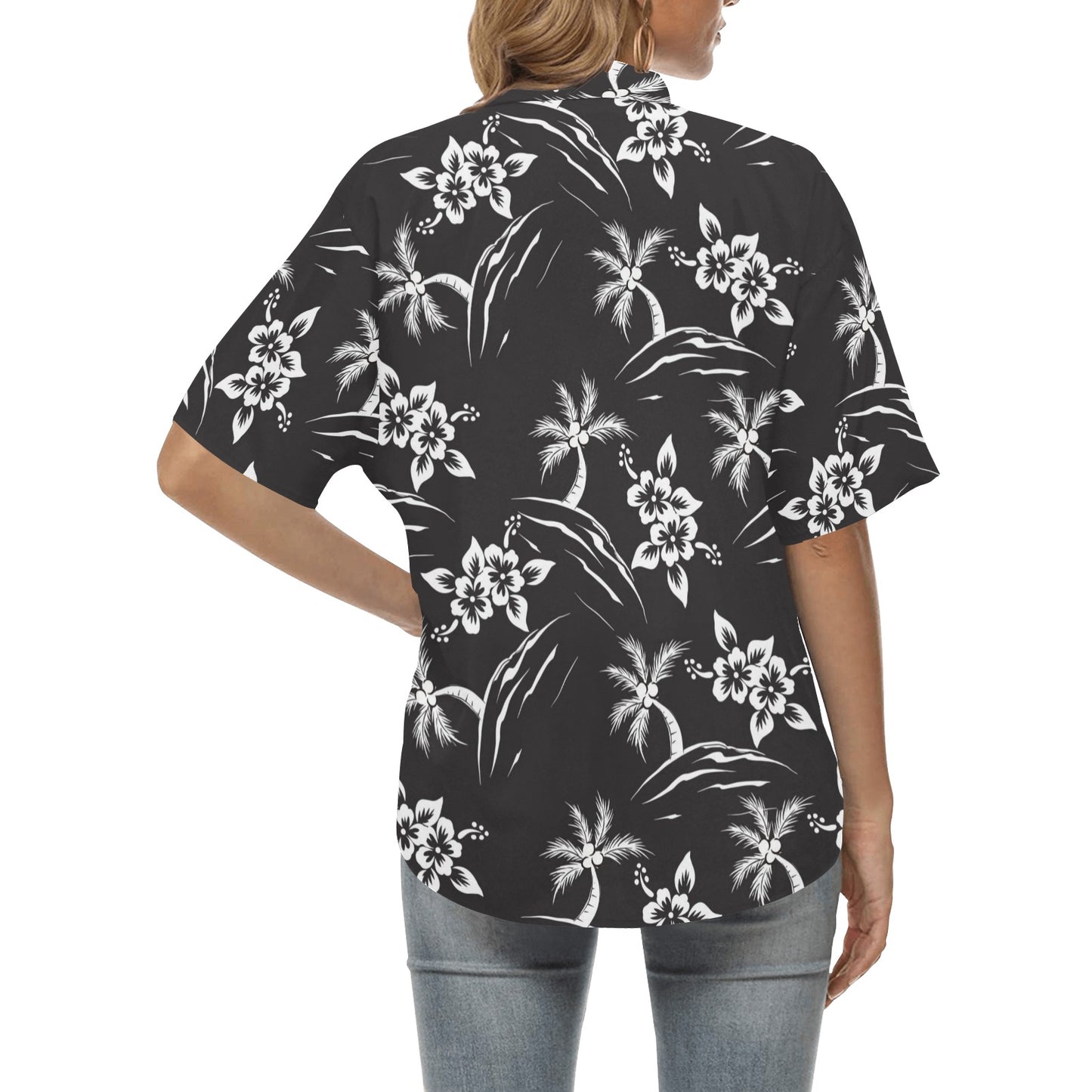 Palm Tree Pattern Print Design PT02 Women's Hawaiian Shirt