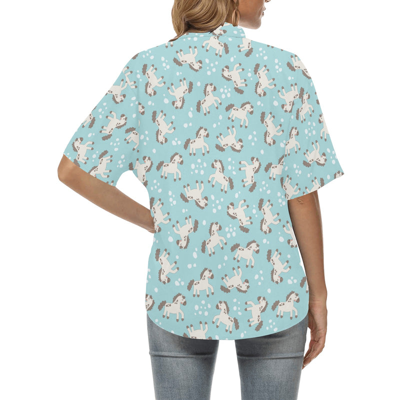 Horse Cute Print Design LKS306 Women's Hawaiian Shirt