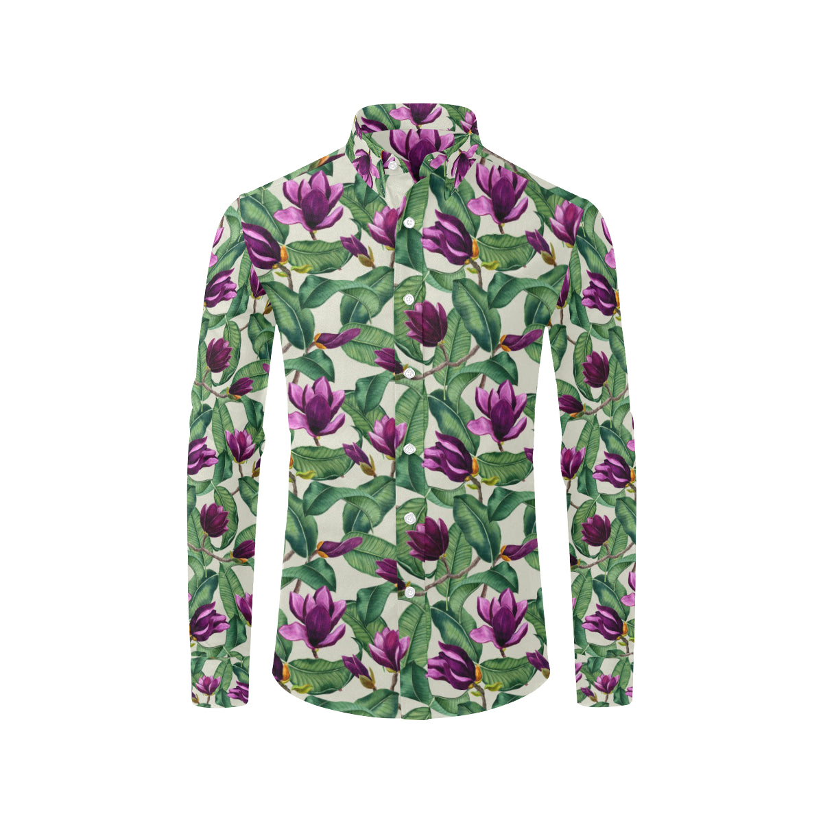 Magnolia Pattern Print Design MAG07 Men's Long Sleeve Shirt