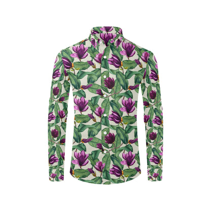 Magnolia Pattern Print Design MAG07 Men's Long Sleeve Shirt