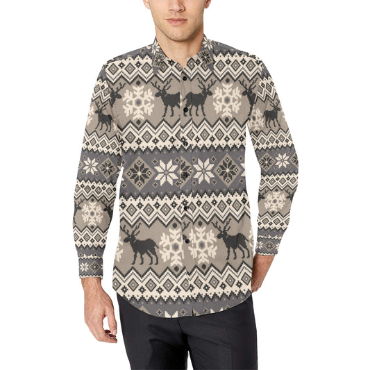 Nordic Pattern Print Design A01 Men's Long Sleeve Shirt