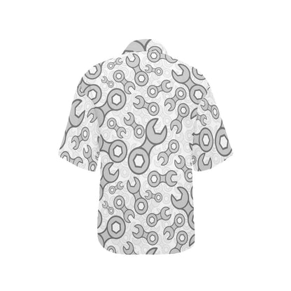 Mechanic Pattern Print Design 05 Women's Hawaiian Shirt