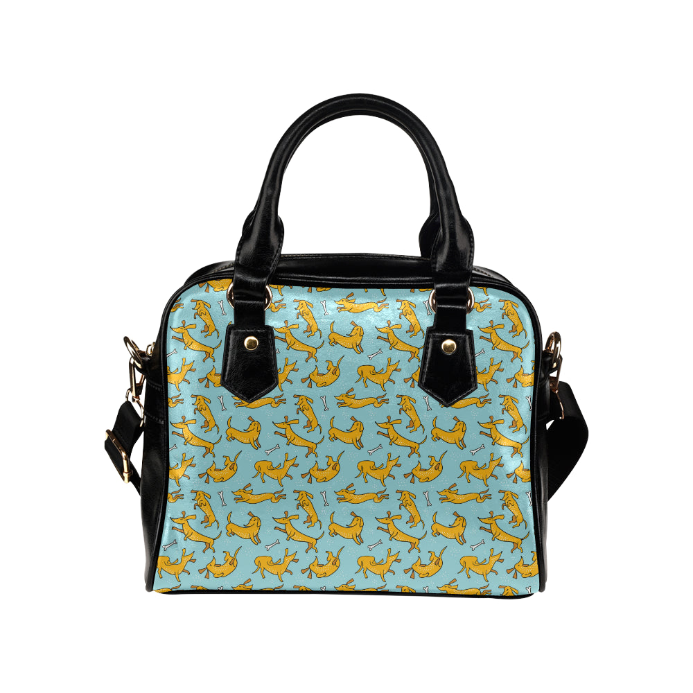 Dachshund Pattern Print Design 08 Shoulder Handbag