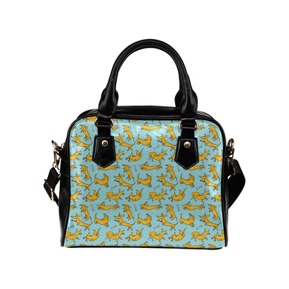 Dachshund Pattern Print Design 08 Shoulder Handbag