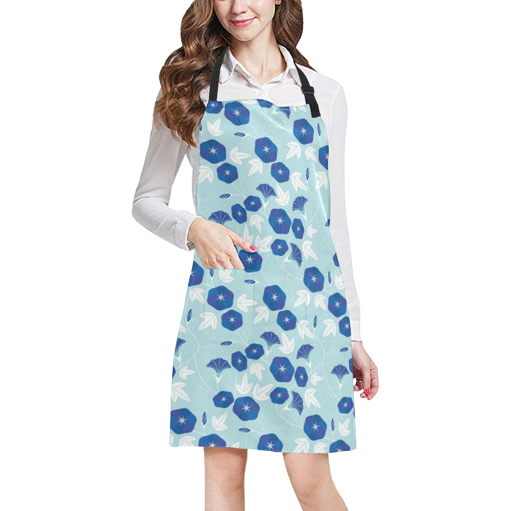 Morning Glory Pattern Print Design MG07 Apron with Pocket