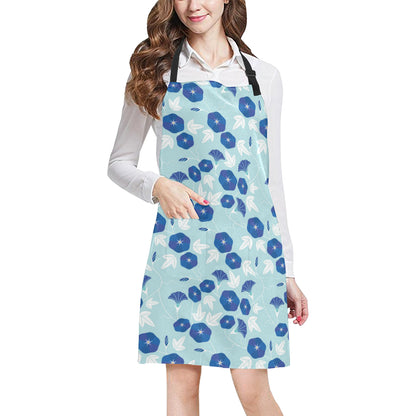 Morning Glory Pattern Print Design MG07 Apron with Pocket