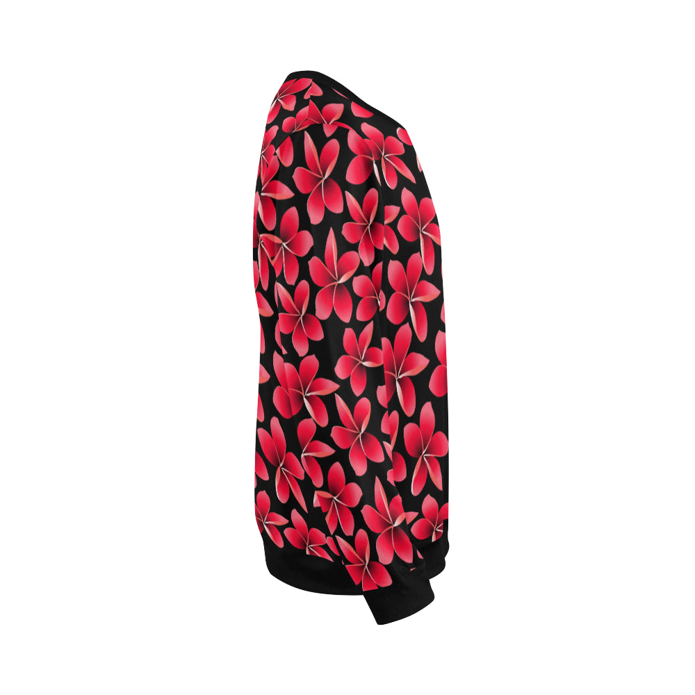 Red Plumeria Pattern Print Design PM025 Men Long Sleeve Sweatshirt