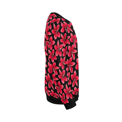 Red Plumeria Pattern Print Design PM025 Men Long Sleeve Sweatshirt