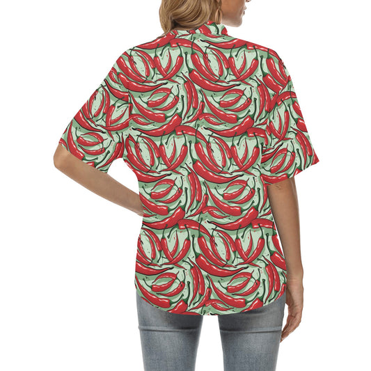 Chilli Pepper Pattern Print Design 04 Women's Hawaiian Shirt
