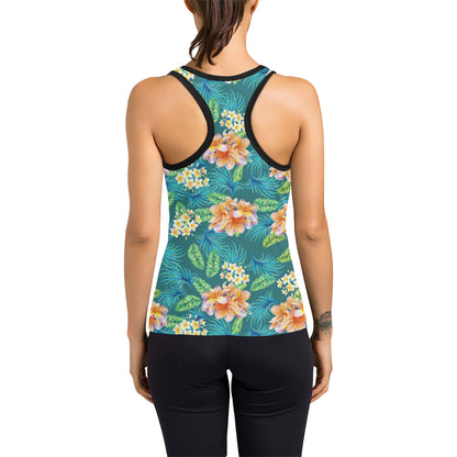 Plumeria Tropical Flower Design Print Women's Racerback Tank Top