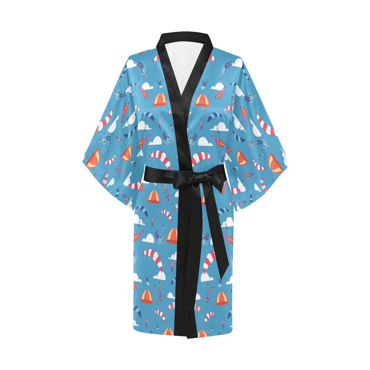 Skydiving Pattern Print Design 03 Women's Short Kimono