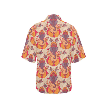 Ganesha Indian Pattern Print Design 02 Women's Hawaiian Shirt