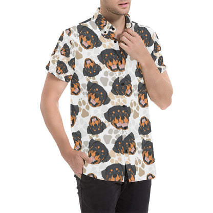 Rottweiler Pattern Print Design A03 Men's Short Sleeve Button Up Shirt