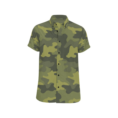 Military Camouflage Pattern Print Design 02 Men's Short Sleeve Button Up Shirt