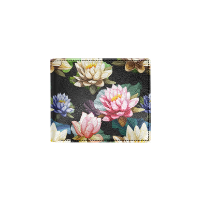 Water Lily Pattern Print Design WL02 Men's ID Card Wallet