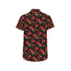 Red Rose Themed Print Men's Short Sleeve Button Up Shirt