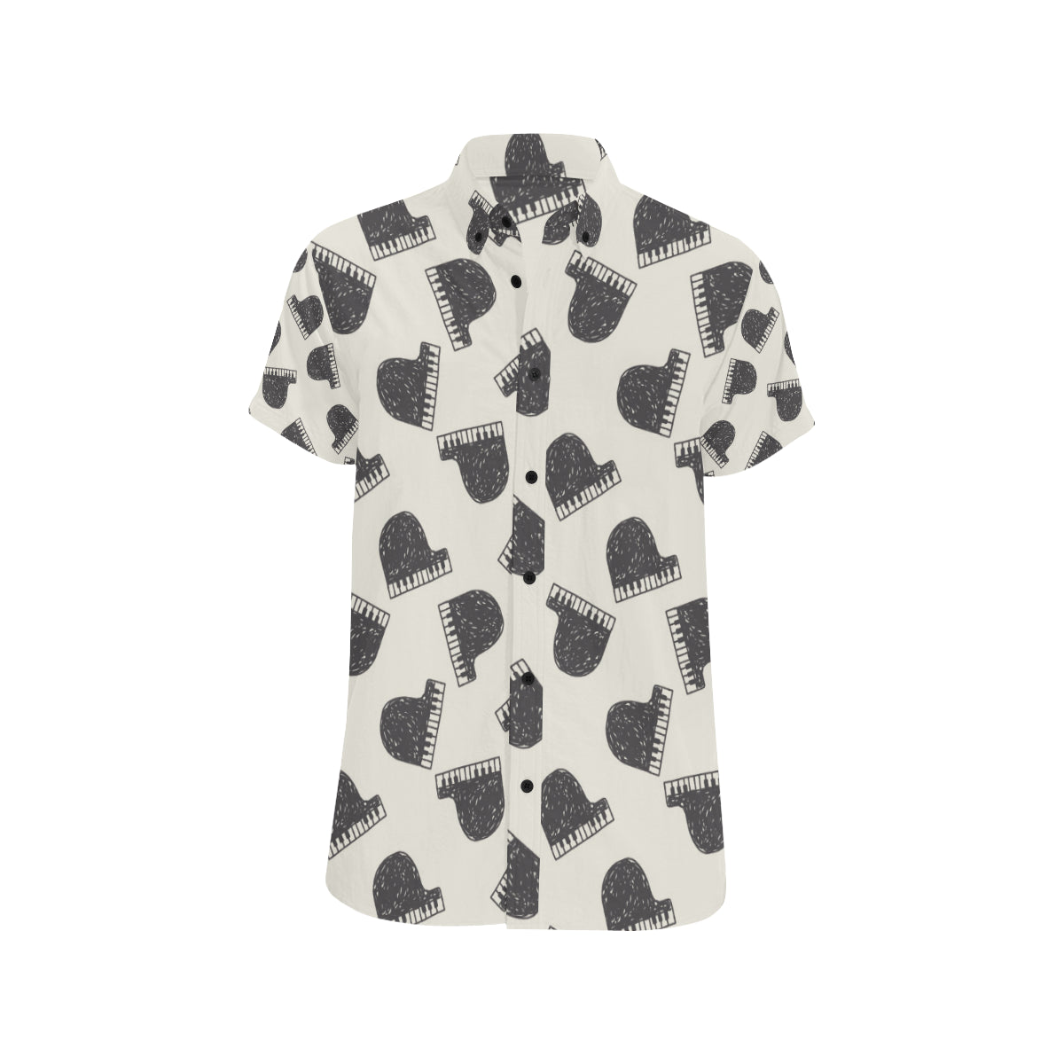 Piano Pattern Print Design 04 Men's Short Sleeve Button Up Shirt