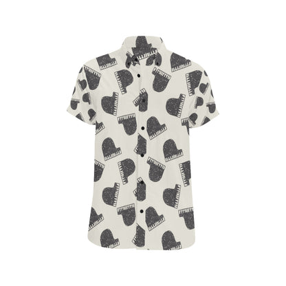 Piano Pattern Print Design 04 Men's Short Sleeve Button Up Shirt