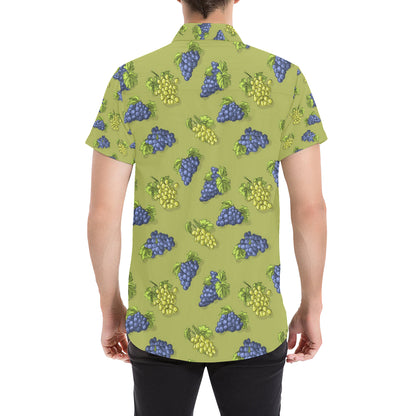 Grape Pattern Print Design GP08 Men's Short Sleeve Button Up Shirt