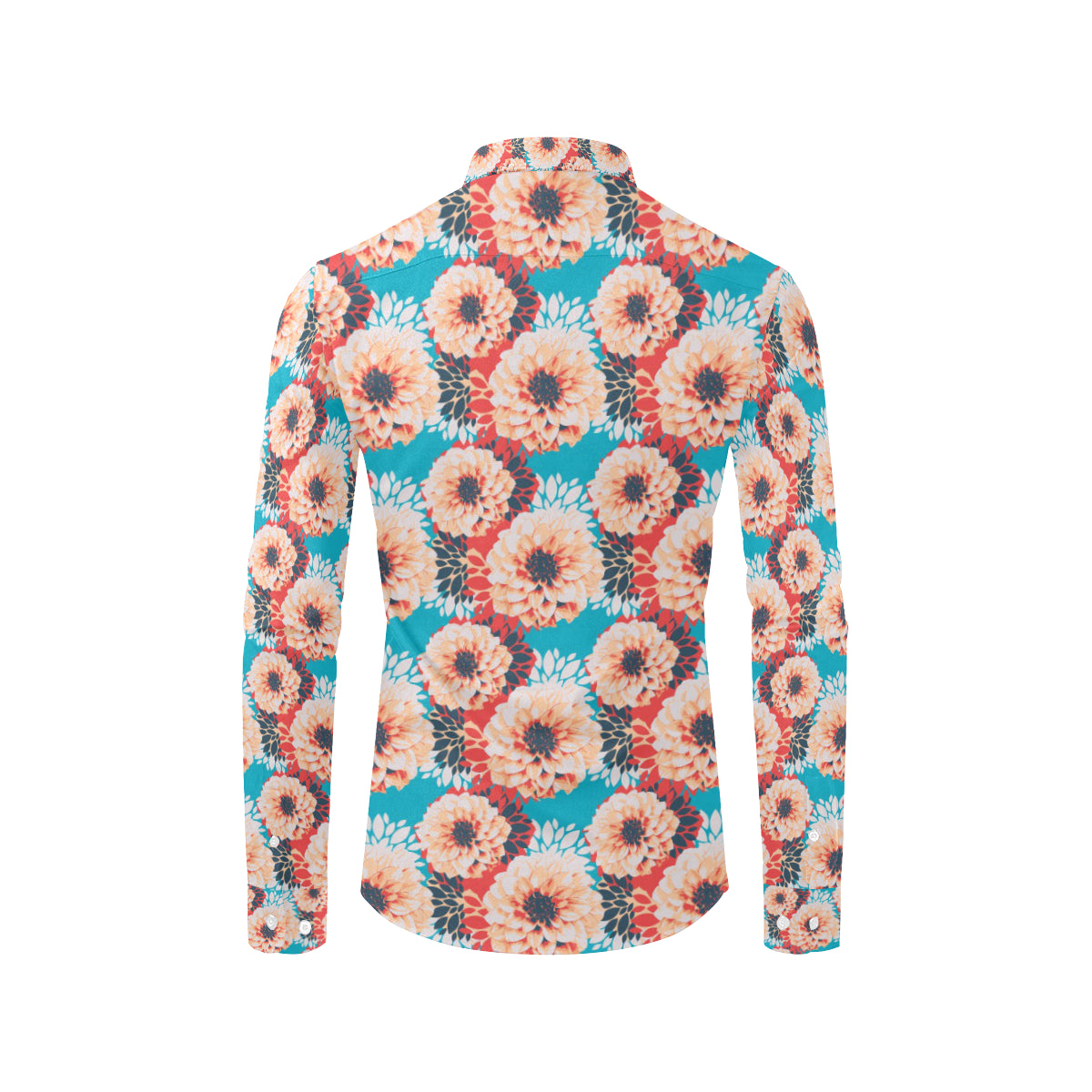 Dahlia Pattern Print Design DH05 Men's Long Sleeve Shirt