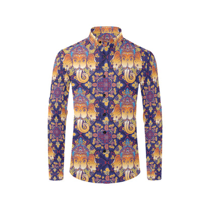 Ganesha Pattern Print Design 01 Men's Long Sleeve Shirt