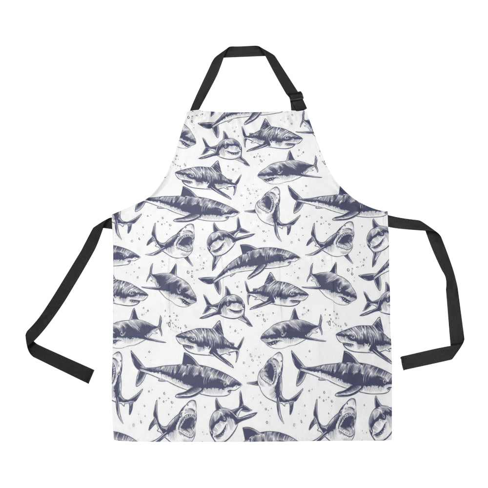 Great White Shark Pattern Print Design 02 Apron with Pocket