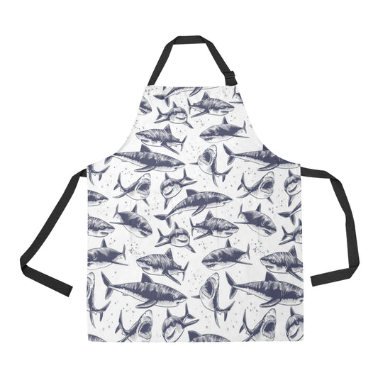 Great White Shark Pattern Print Design 02 Apron with Pocket