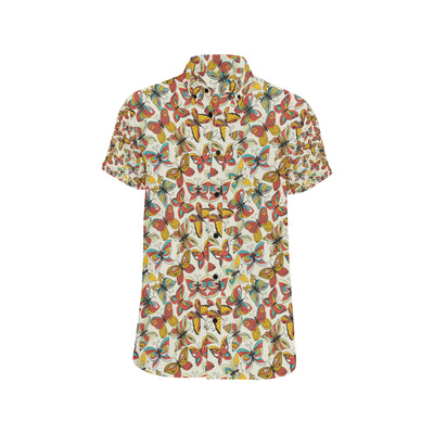 Butterfly Pattern Print Design 02 Men's Short Sleeve Button Up Shirt