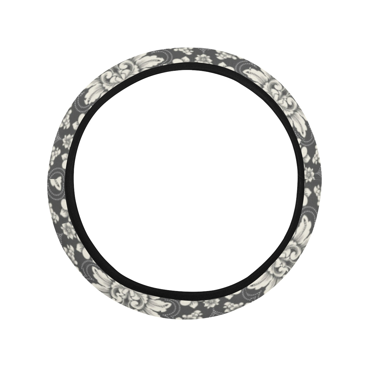 Damask Elegant Print Pattern Steering Wheel Cover with Elastic Edge