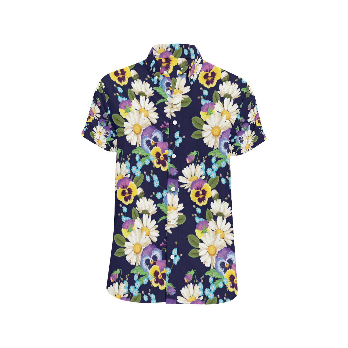 Pansy Pattern Print Design PS03 Men's Short Sleeve Button Up Shirt