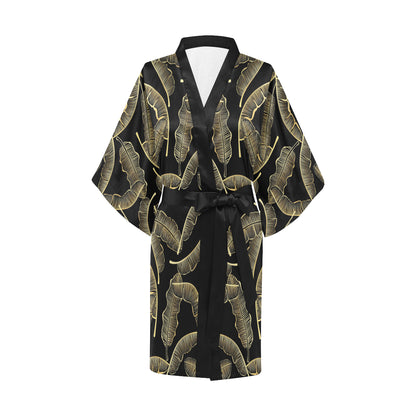 Banana Leaf Pattern Print Design BL07 Women's Short Kimono