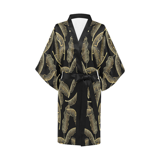 Banana Leaf Pattern Print Design BL07 Women's Short Kimono