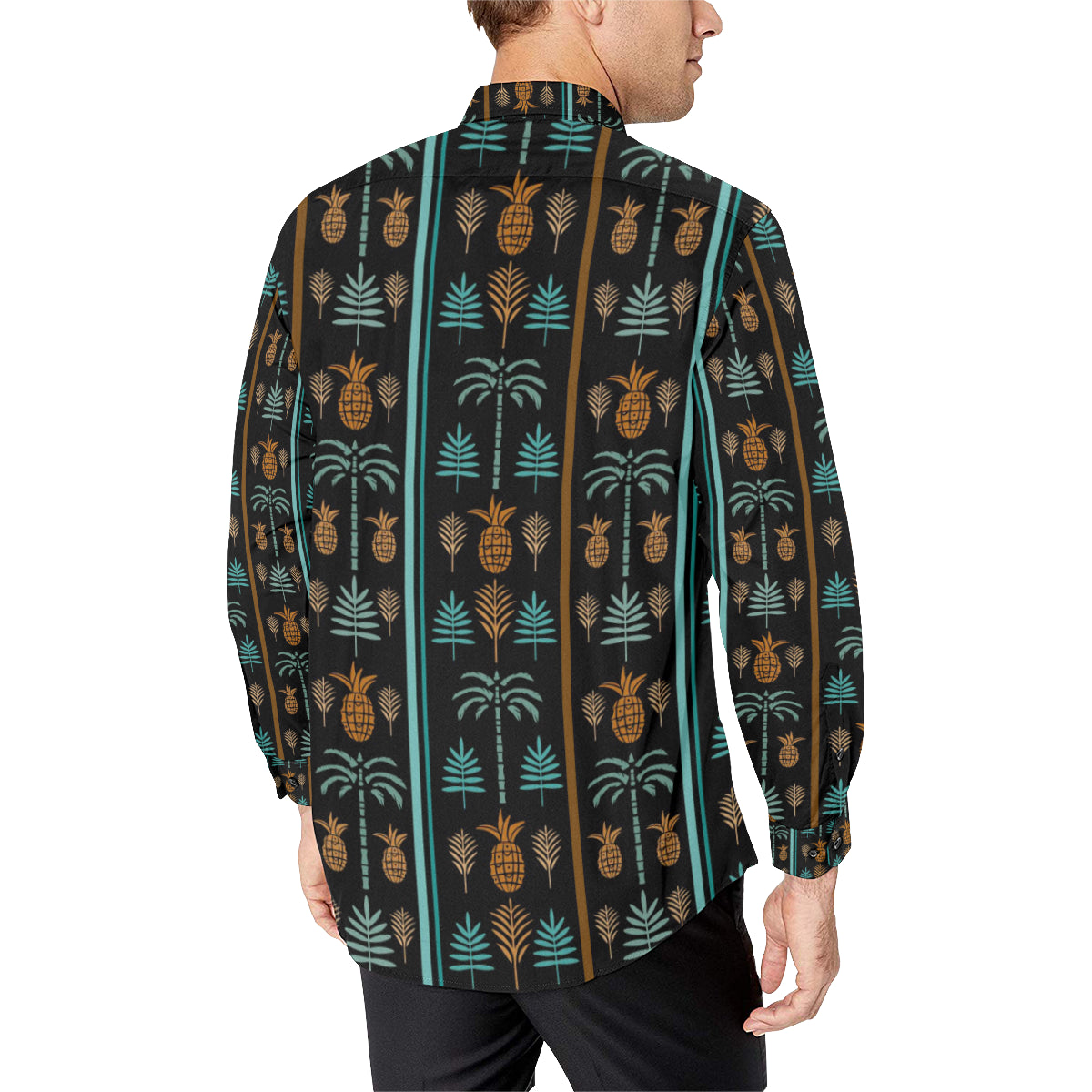 Hawaiian Themed Pattern Print Design H023 Men's Long Sleeve Shirt
