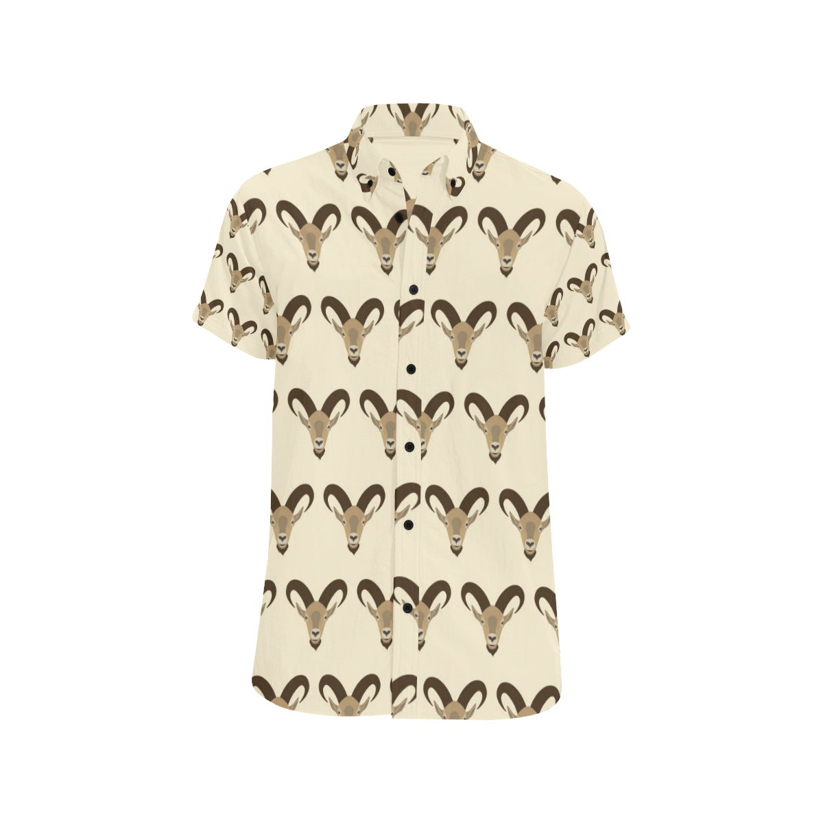 Goat Pattern Print Design 01 Men's Short Sleeve Button Up Shirt