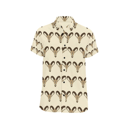 Goat Pattern Print Design 01 Men's Short Sleeve Button Up Shirt
