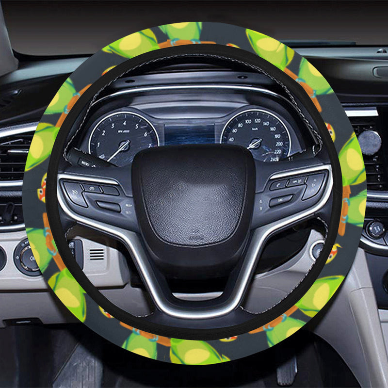 Lovebird Pattern Print Design 01 Steering Wheel Cover with Elastic Edge