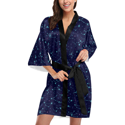 Constellation Pattern Print Design 01 Women's Short Kimono