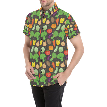 Vegan Funny Themed Design Print Men's Short Sleeve Button Up Shirt
