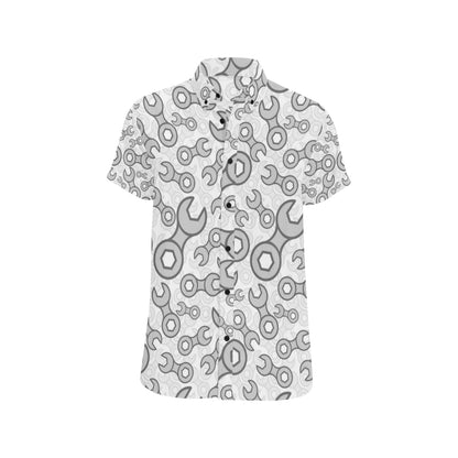 Mechanic Pattern Print Design 05 Men's Short Sleeve Button Up Shirt