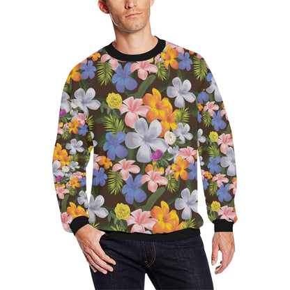 Plumeria Pattern Print Design PM03 Men Long Sleeve Sweatshirt