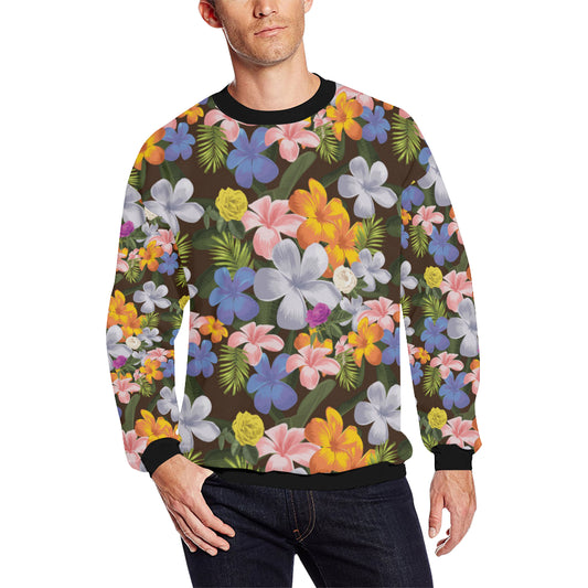 Plumeria Pattern Print Design PM03 Men Long Sleeve Sweatshirt