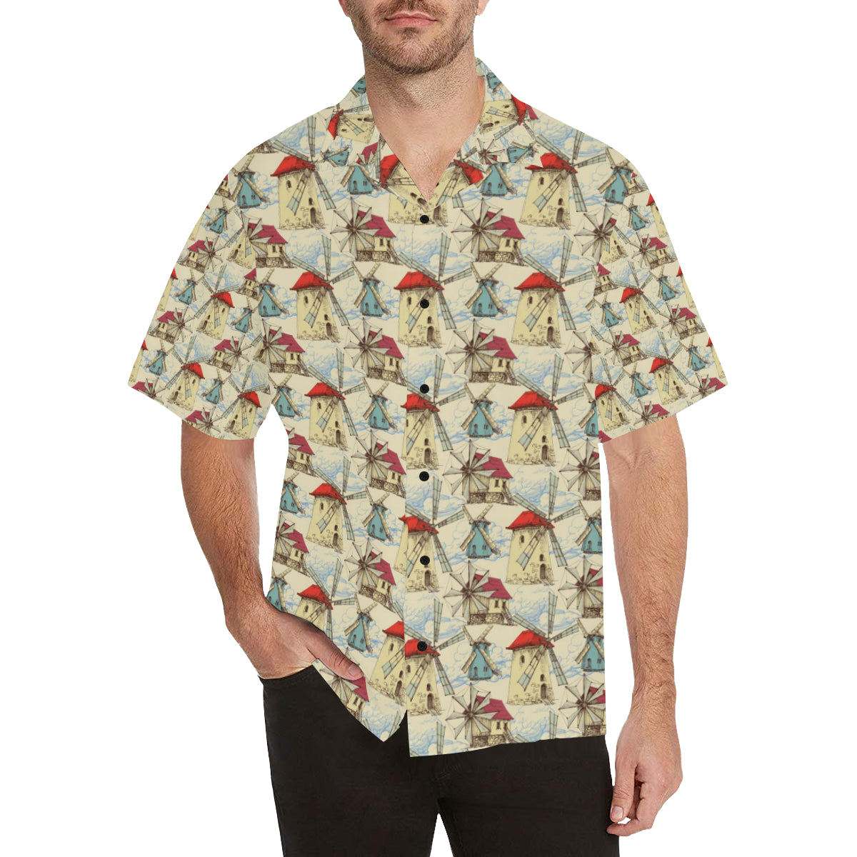 Windmill Pattern Print Design 01 Men's Hawaiian Shirt