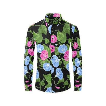 Morning Glory Pattern Print Design MG04 Men's Long Sleeve Shirt