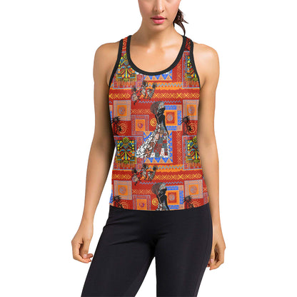 African Print Pattern Women's Racerback Tank Top