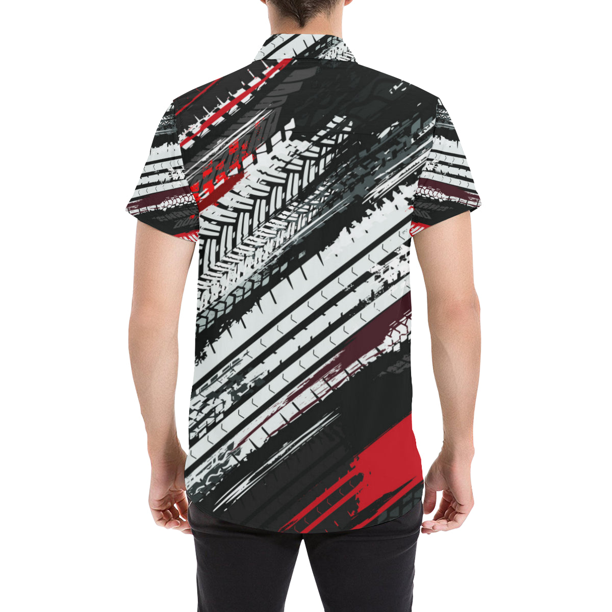 Racing Pattern Print Design A03 Men's Short Sleeve Button Up Shirt